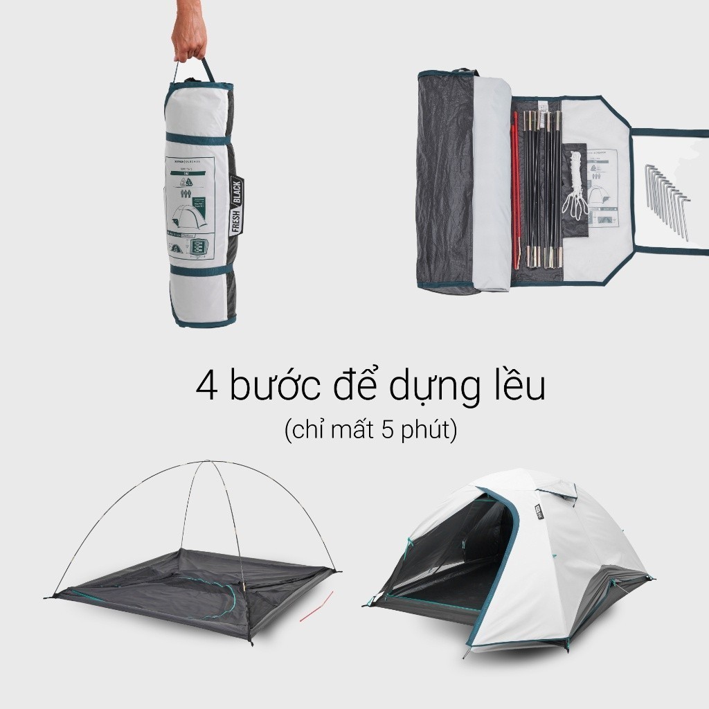 Mô tả Lều dã ngoại mh100 fresh & black cho 3 người trắng DECATHLON quechua mã 8576111 - 4