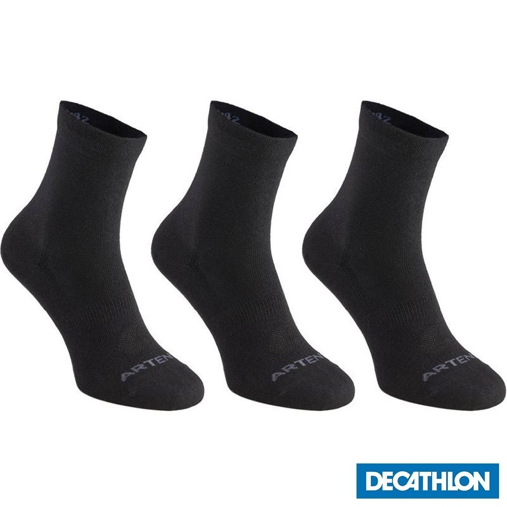 Mô tả Tất vớ thể thao cổ cao rs160 đen gói 3 đôi DECATHLON artengo mã 8395032 - 1