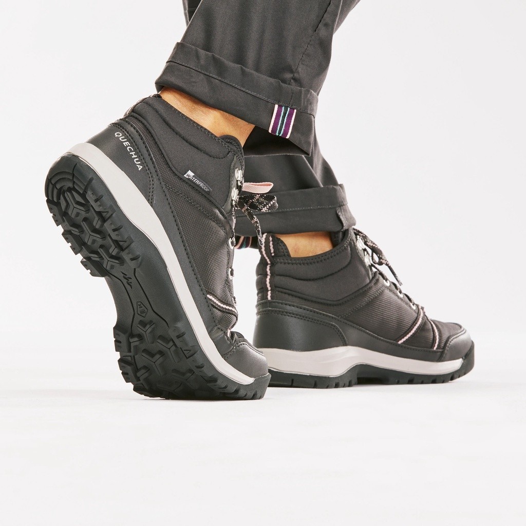 Mô tả Giày leo núi dã ngoại hiking chống thấm nh150 cho nữ xám đen DECATHLON quechua mã 8602931 - 8