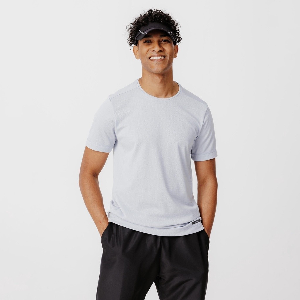 Mô tả Áo thun thể thao nam DECATHLON kalenji chuyên chạy bộ, nhanh khô màu xám sáng - 1