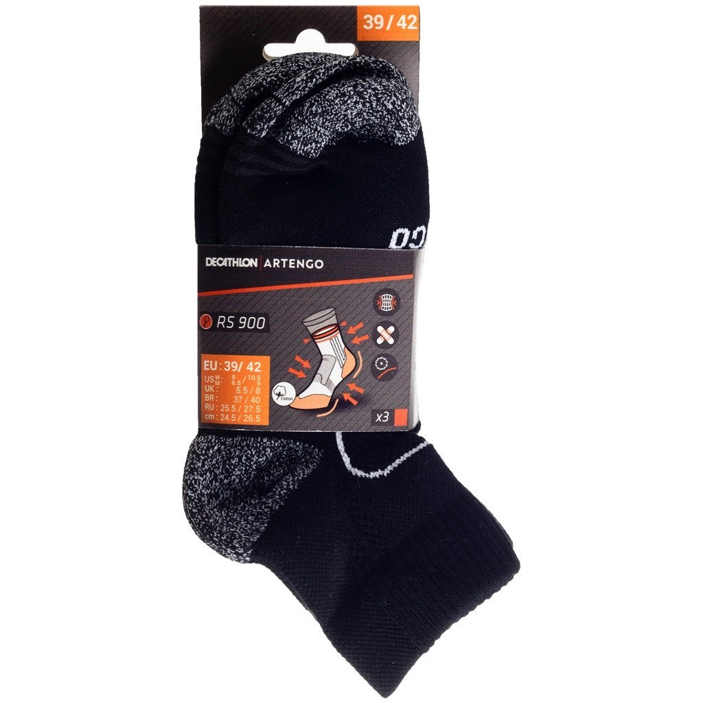 Mô tả Tất vớ thể thao cổ lửng rs 900 đen trắng gói 3 đôi DECATHLON artengo mã 8522790 - 7