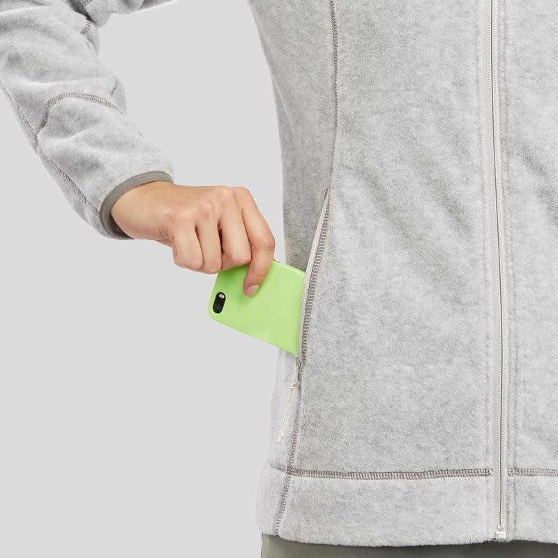 Mô tả Áo khoác nỉ leo núi mh120 cho nữ xám nhạt DECATHLON quechua mã 8569508 - 6