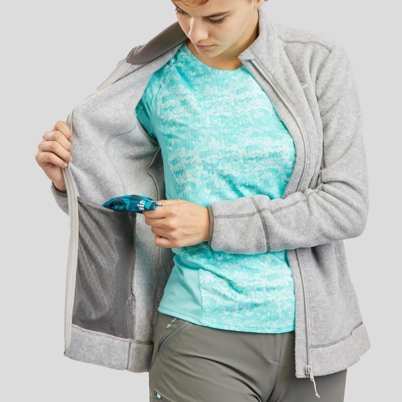 Mô tả Áo khoác nỉ leo núi mh120 cho nữ xám nhạt DECATHLON quechua mã 8569508 - 7