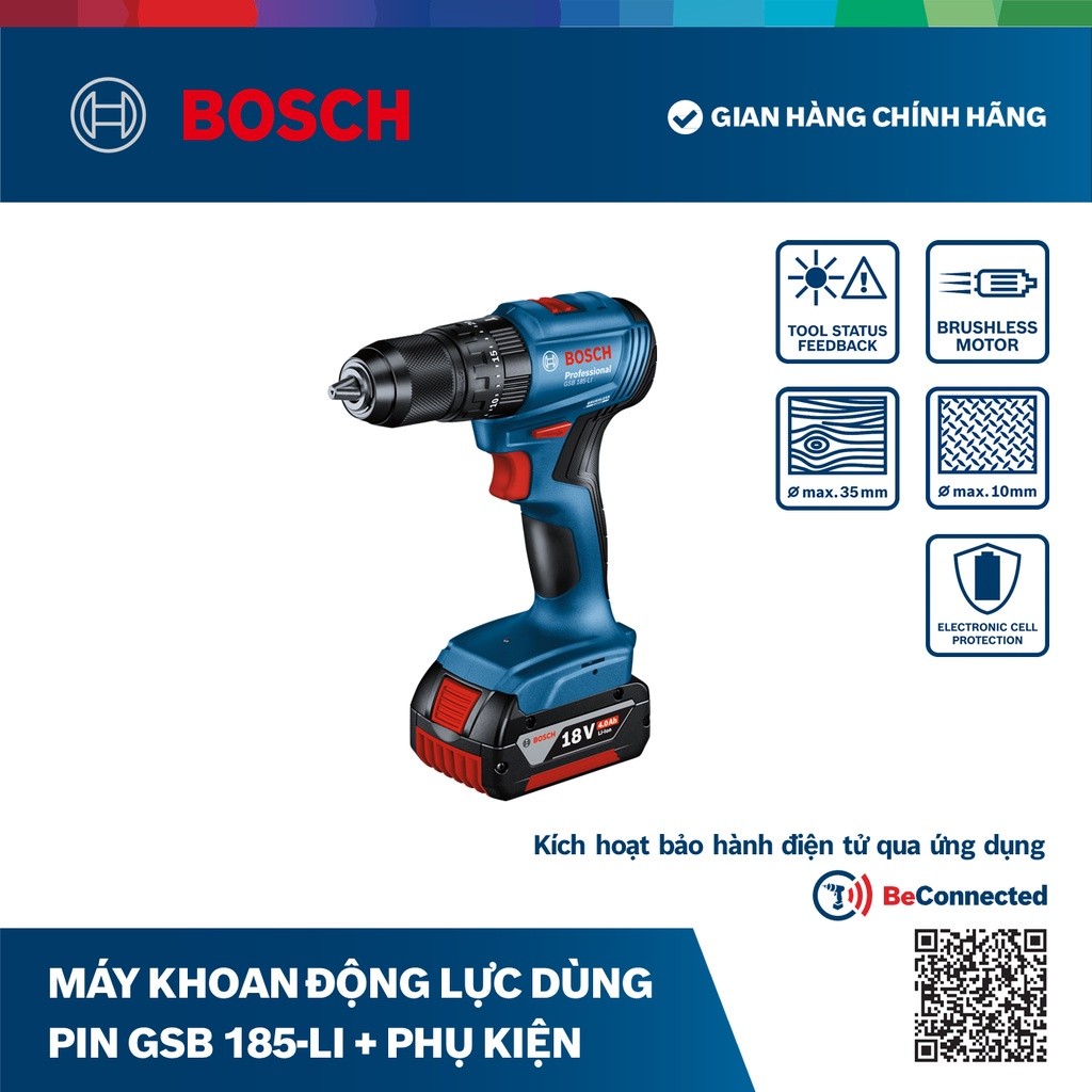 Mô tả Máy khoan động lực dùng pin Bosch GSB 185-LI - 1