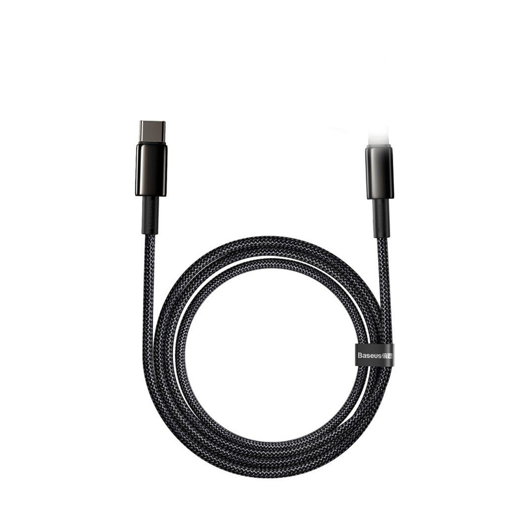 Mô tả Cáp sạc nhanh Typec to IP PD20W 3.0A dùng cho iP10/11/12 Baseus Tungsten Gold dây bọc dù chống đứt dài 1M/2M - 1