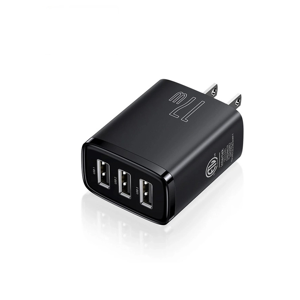 Mô tả Củ sạc nhanh 17W Baseus Compact Charger 3 cổng USB chân cắm US sạc nhiều thiết bị cùng lúc( Đen ) - 1