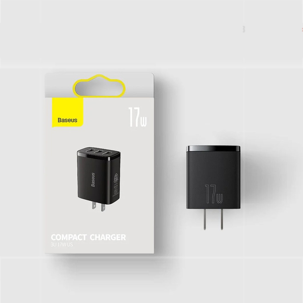 Mô tả Củ sạc nhanh 17W Baseus Compact Charger 3 cổng USB chân cắm US sạc nhiều thiết bị cùng lúc( Đen ) - 3