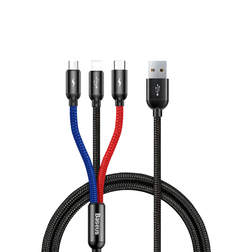 Mô tả Cáp sạc Baseus Three Primary Colors 3 in 1 (ip+Type-C+Micro) sạc nhanh 3.5A, dài 30cm - 1