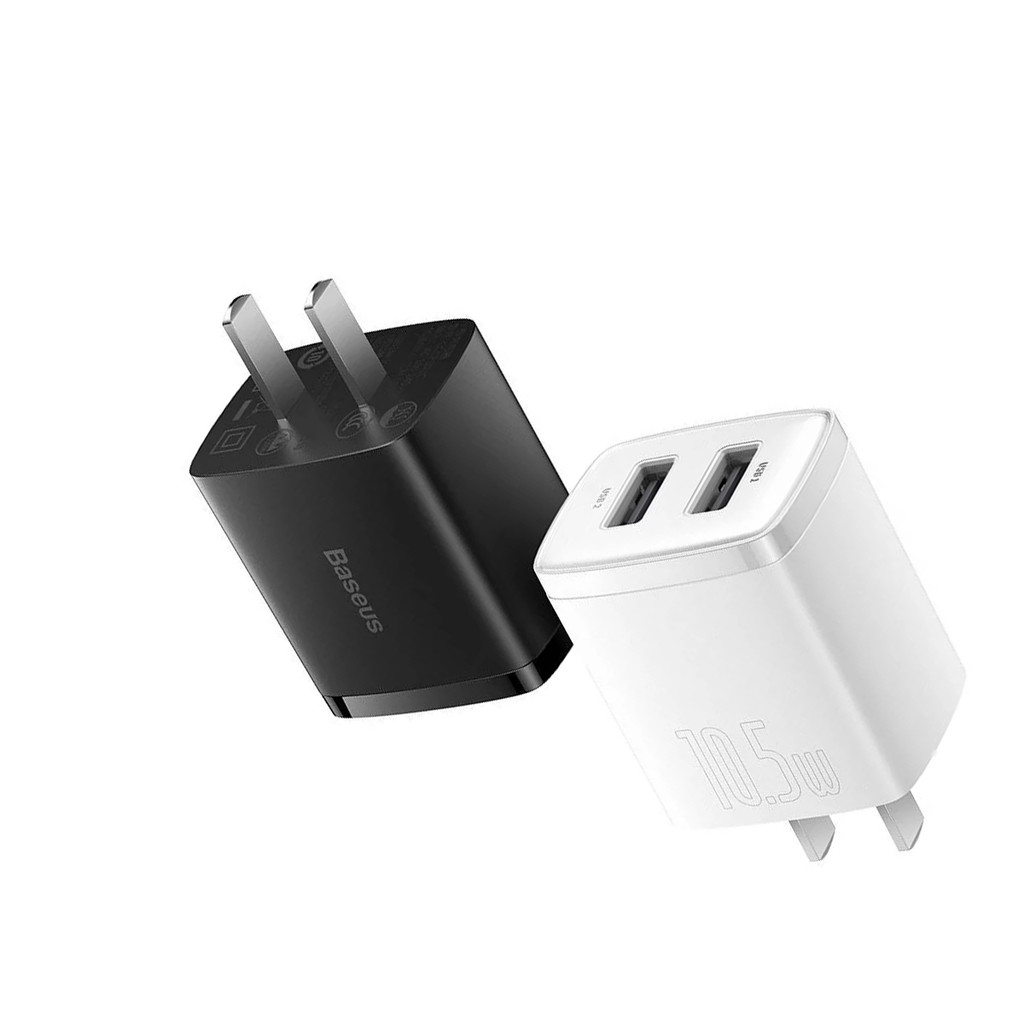 Mô tả Củ sạc nhanh BASEUS Compact 2 cổng USB sạc nhanh 2.1A/10.5W, trang bị chip sạc thông minh, tiện lợi (ĐEN) - 1