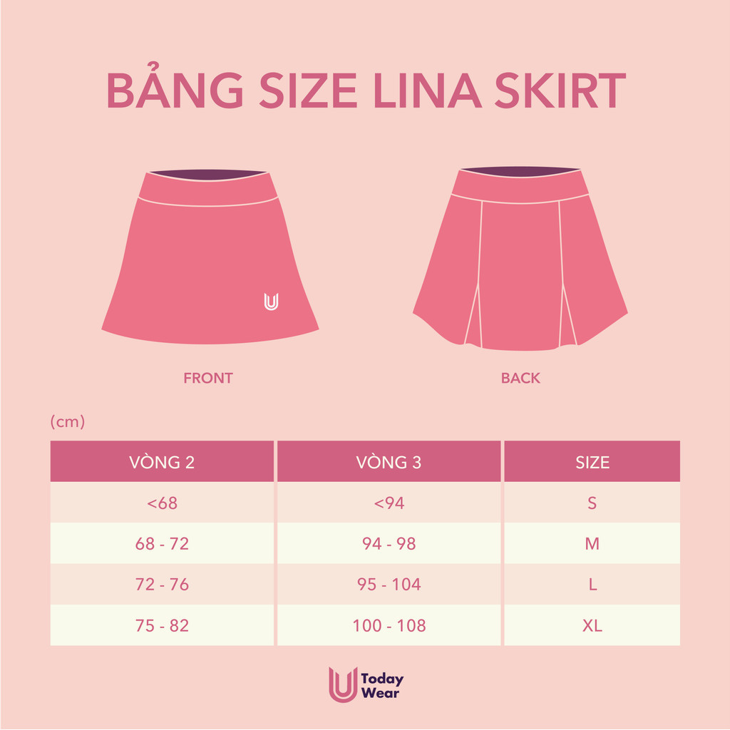 Mô tả Chân váy ngắn thể thao Lina Skirt Today U Wear có sẵn quần bảo hộ dáng chữ A cho nữ chơi cầu lông tennis chạy bộ - 5