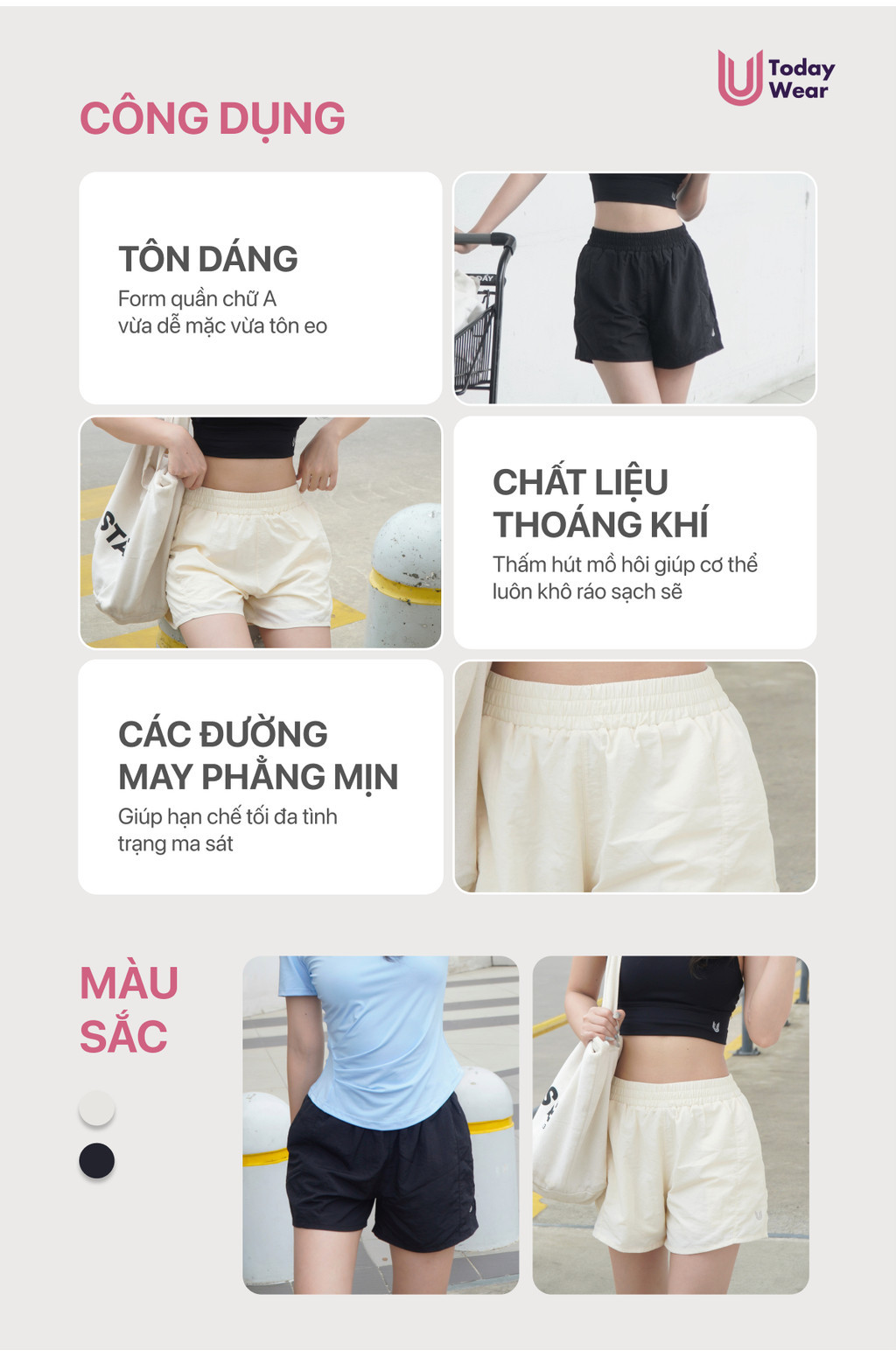 Mô tả Quần đùi thể thao nữ Gina Short Today U Wear co giãn thoáng mát - 2