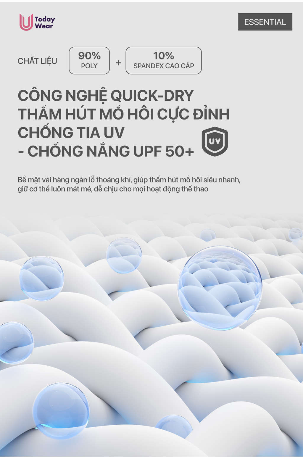 Mô tả Áo thun thể thao nữ Essential Dri-FIT tập gym yoga chống tia UV chống nắng UPF 50+ Today U Wear - 2