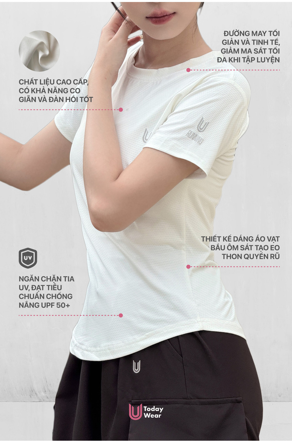 Mô tả Áo thun thể thao nữ Essential Dri-FIT tập gym yoga chống tia UV chống nắng UPF 50+ Today U Wear - 3