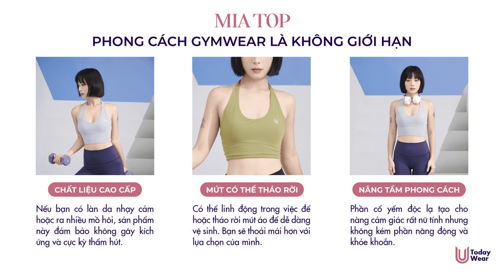 Mô tả Áo bra cổ yếm Mia Top Today U Wear hở lưng tập gym yoga sexy nâng đỡ vòng 1 - 1