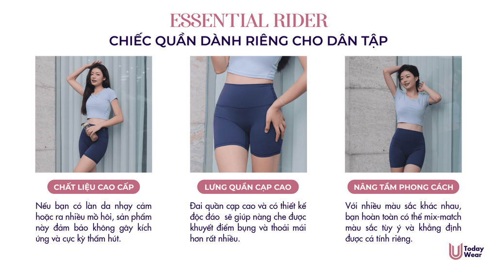 Mô tả Quần tập gym yoga lửng dáng biker ngắn thể thao Essential Rider lưng cao nâng vòng 3 Today U Wear - 1