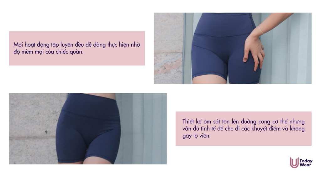 Mô tả Quần tập gym yoga lửng dáng biker ngắn thể thao Essential Rider lưng cao nâng vòng 3 Today U Wear - 6