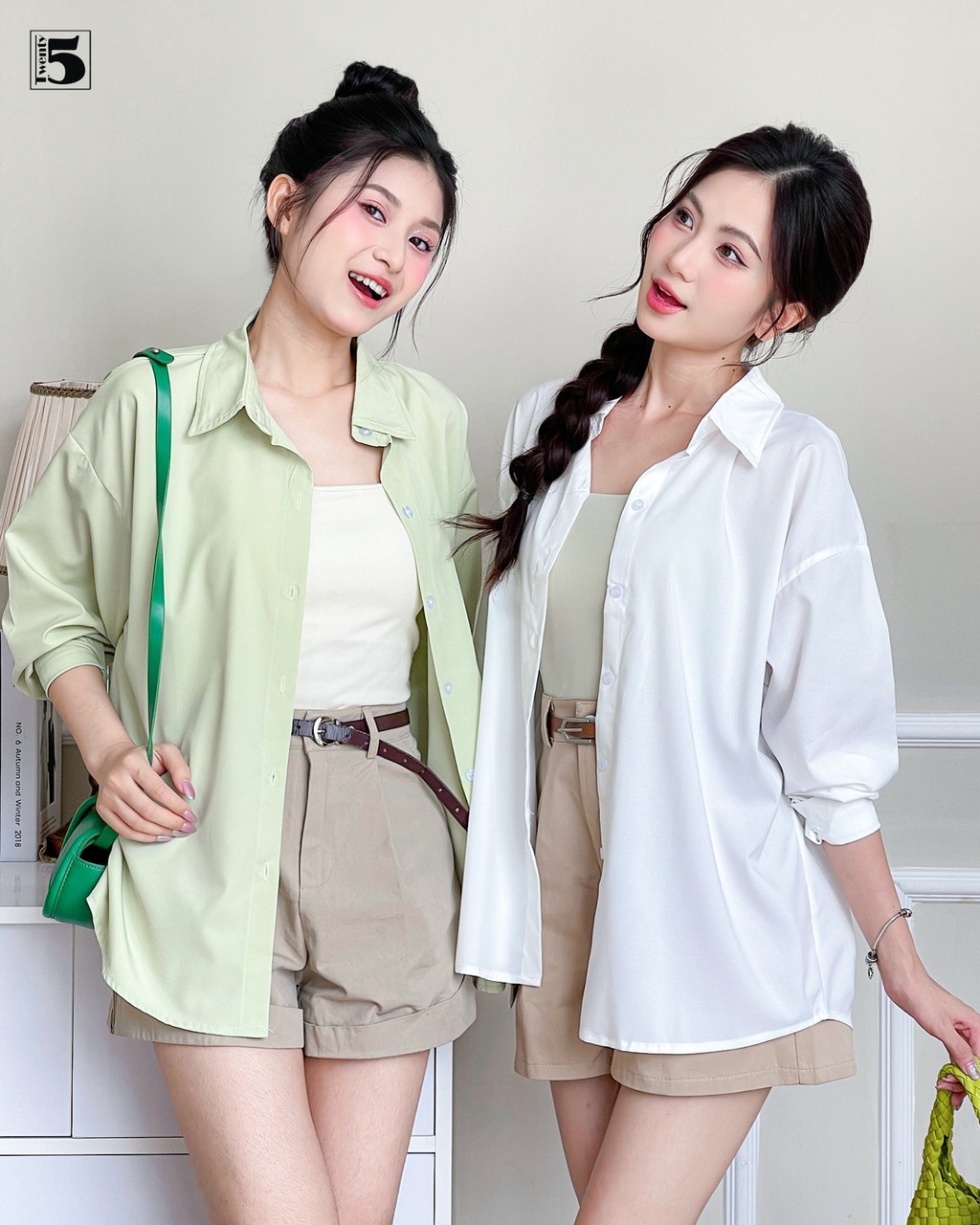 Mô tả Áo sơ mi nữ Twentyfive khoác ngoài dài tay dáng rộng oversize, nhiều màu AL14 - 3
