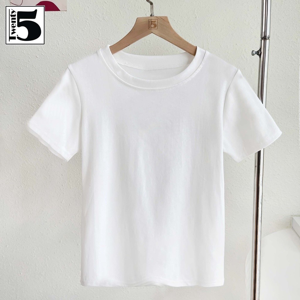 Mô tả Áo thun nữ trơn nhiều màu tay ngắn, dáng ôm vải mềm co dãn nhẹ Twentyfive TL14 - 4
