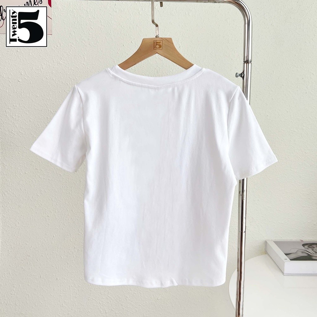 Mô tả Áo thun nữ trơn nhiều màu tay ngắn, dáng ôm vải mềm co dãn nhẹ Twentyfive TL14 - 5