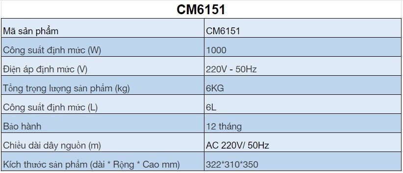 Mô tả Nồi áp suất điện 6L COMET - CM6151 - 1
