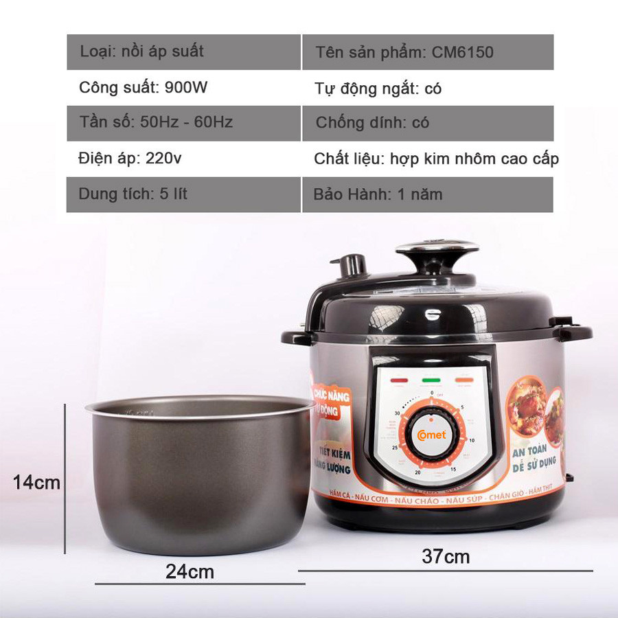Mô tả Nồi áp suất điện 5L COMET - CM6150 - 2
