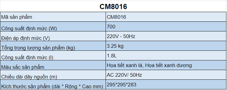 Mô tả Nồi cơm điện nắp cài 1,8L COMET - CM8016 - 1
