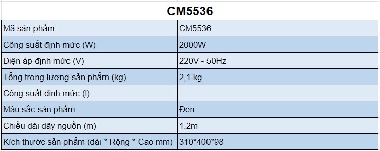 Mô tả Bếp hồng ngoại cảm ứng 2000W COMET - CM5536 - 1