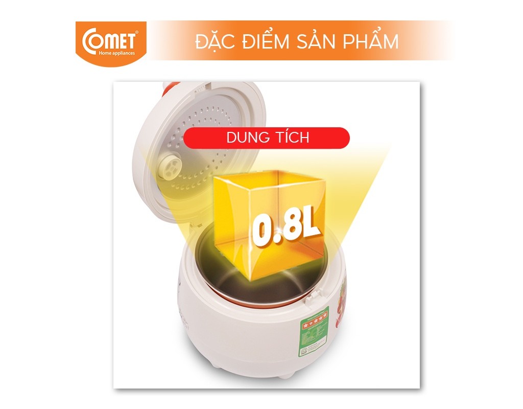 Mô tả Nồi cơm điện mini 0,8L nắp gài COMET - CM8006 - 3