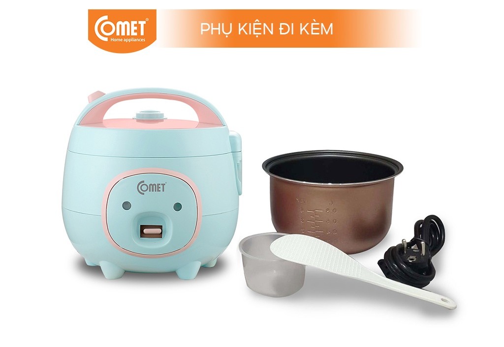 Mô tả Nồi cơm điện mini 0,8L nắp gài COMET - CM8006 - 6