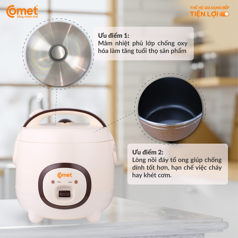 Mô tả Nồi cơm điện nắp gài 1,8L COMET - CM8007 - 3