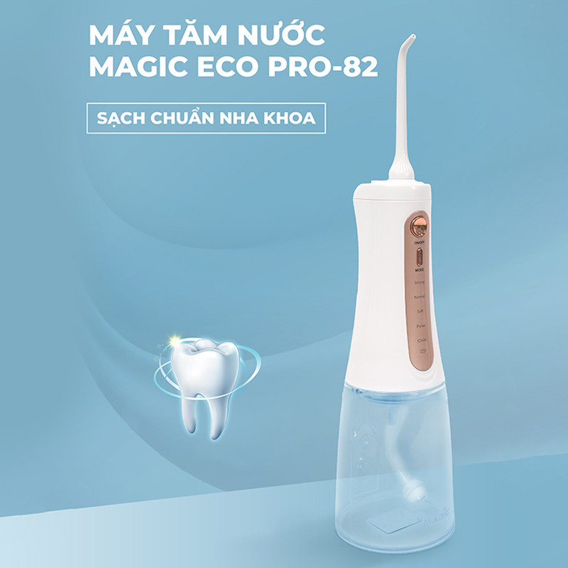 Mô tả Tăm nước Magic Eco Pro-82, 5 chế độ làm sạch, 6 đầu tăm thay thế, bảo hành 18 tháng - 1