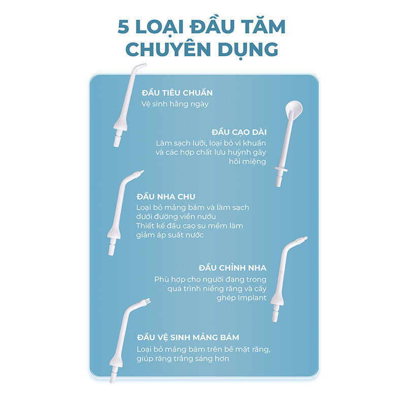 Mô tả Tăm nước Magic Eco Pro-82, 5 chế độ làm sạch, 6 đầu tăm thay thế, bảo hành 18 tháng - 3