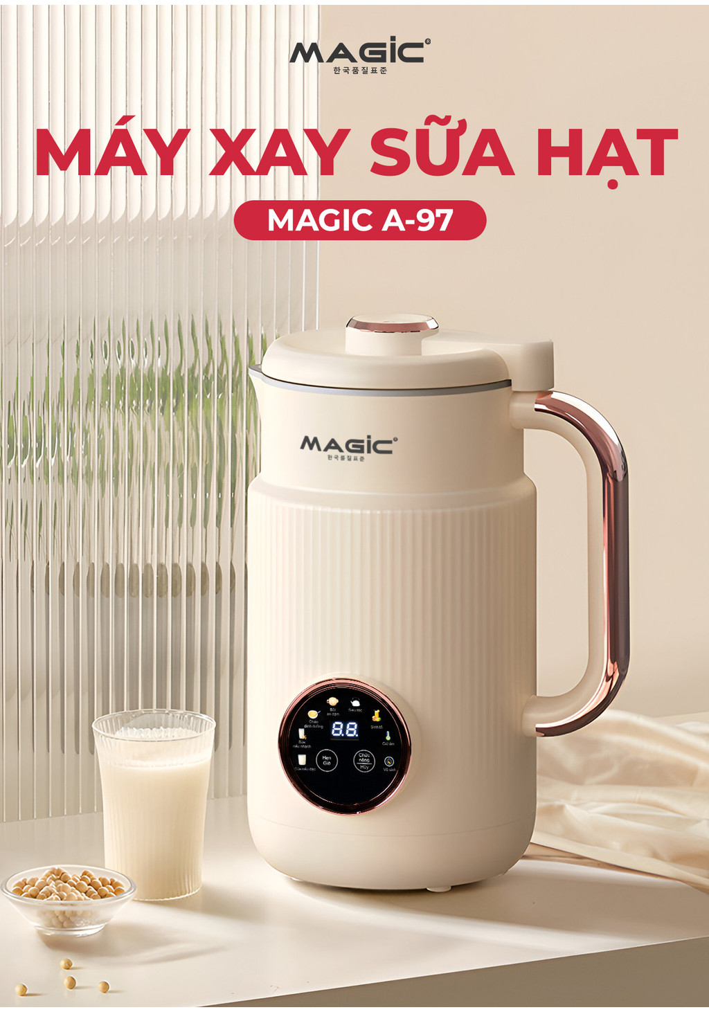 Mô tả Máy làm sữa hạt Magic A-97, 7 chức năng nấu, chế độ hẹn giờ. - 1