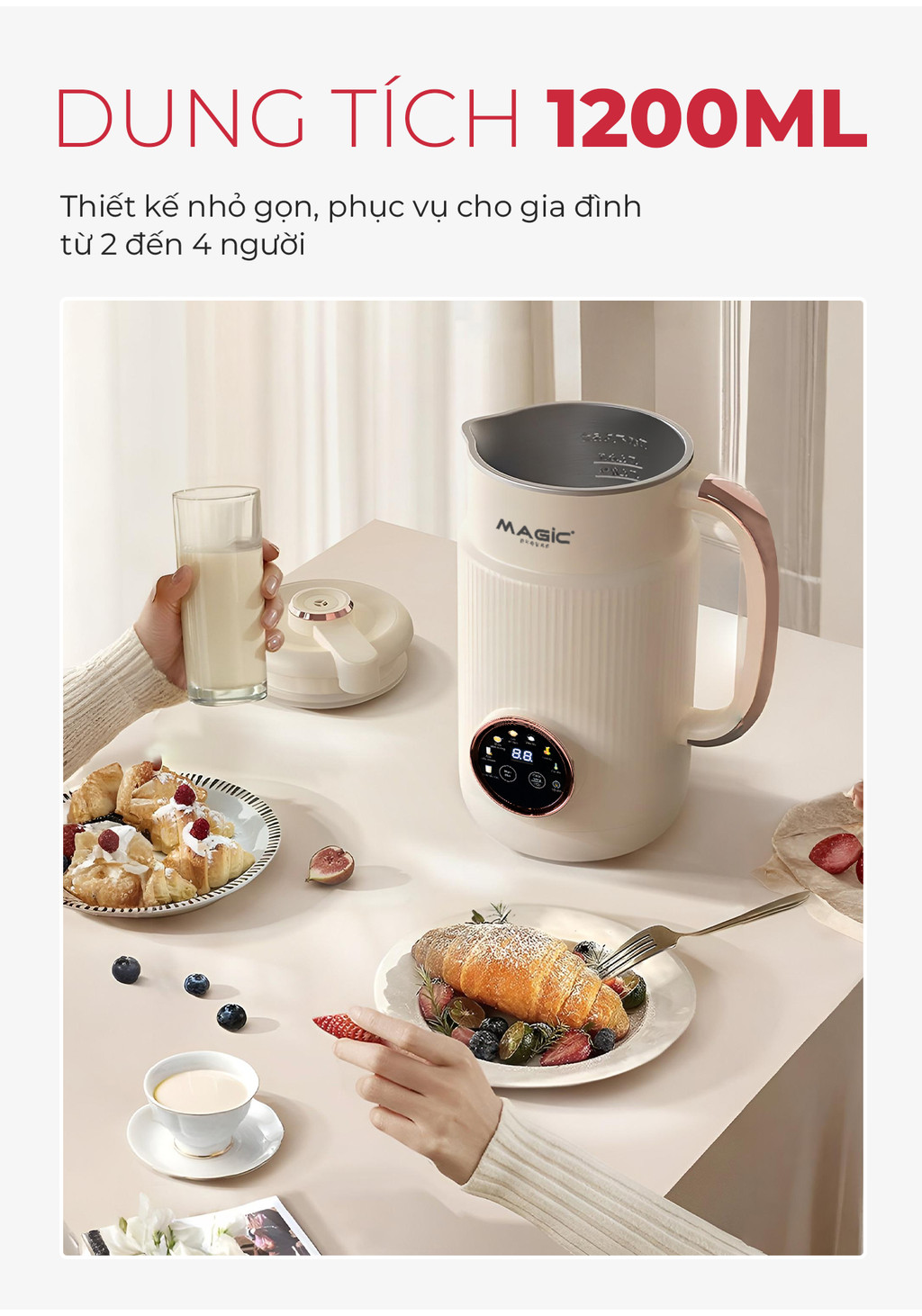 Mô tả Máy làm sữa hạt Magic A-97, 7 chức năng nấu, chế độ hẹn giờ. - 2
