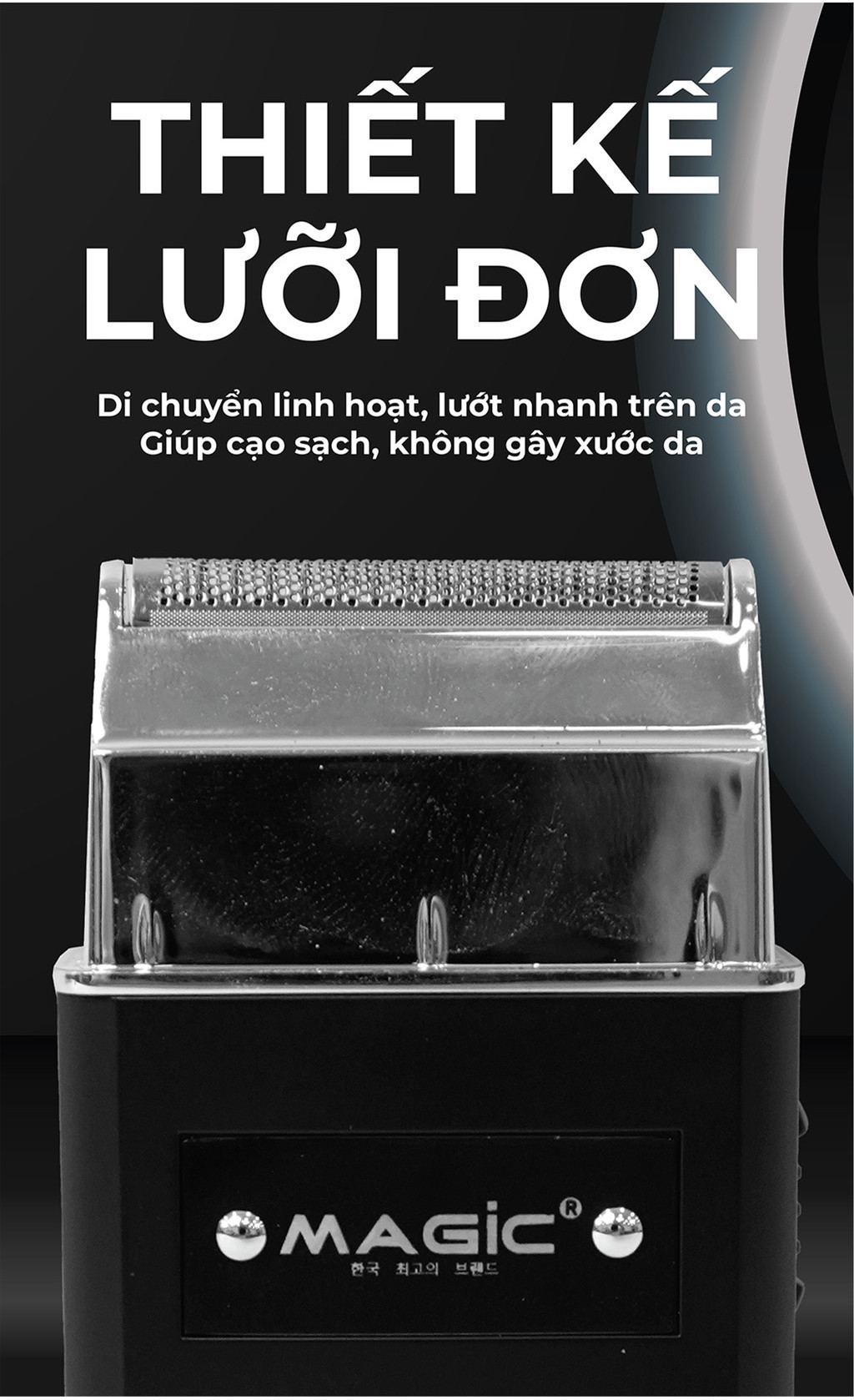 Mô tả Máy cạo râu Magic B-61, 1 lưỡi đơn, sử dụng 2 giờ, dễ vệ sinh. - 6