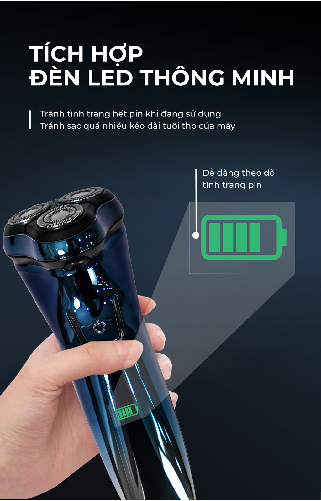 Mô tả Máy cạo râu Magic B-63, 3 lưỡi dao, sử dụng 2 giờ - Hàng chính hãng. - 3