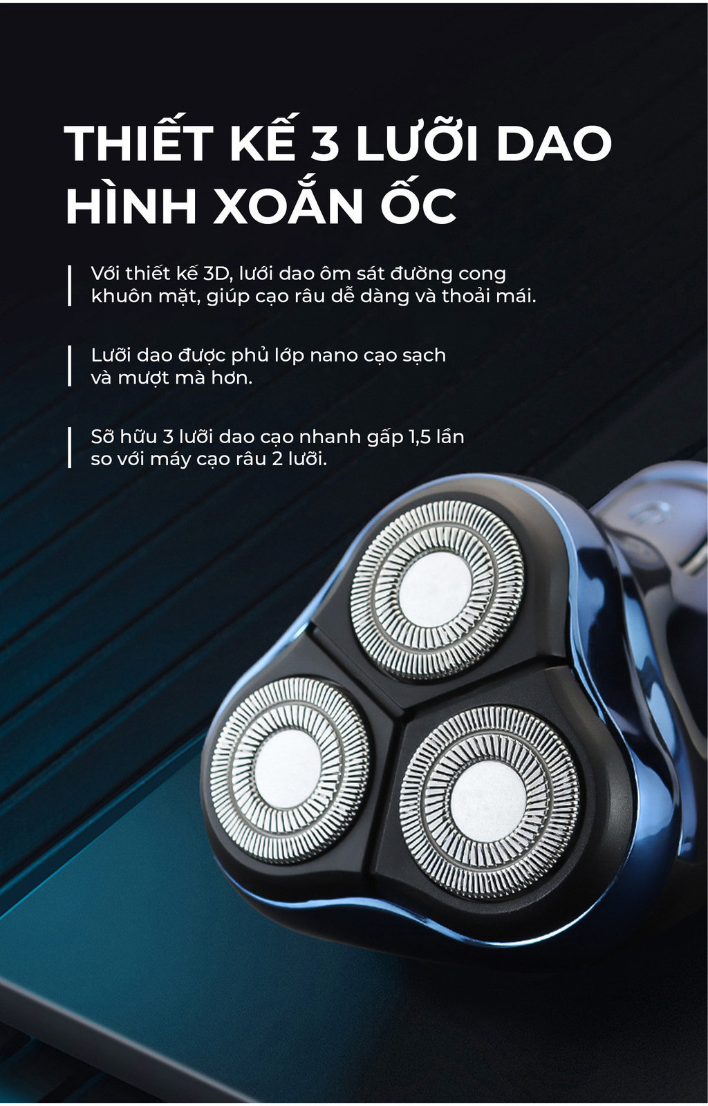Mô tả Máy cạo râu Magic B-63, 3 lưỡi dao, sử dụng 2 giờ - Hàng chính hãng. - 6