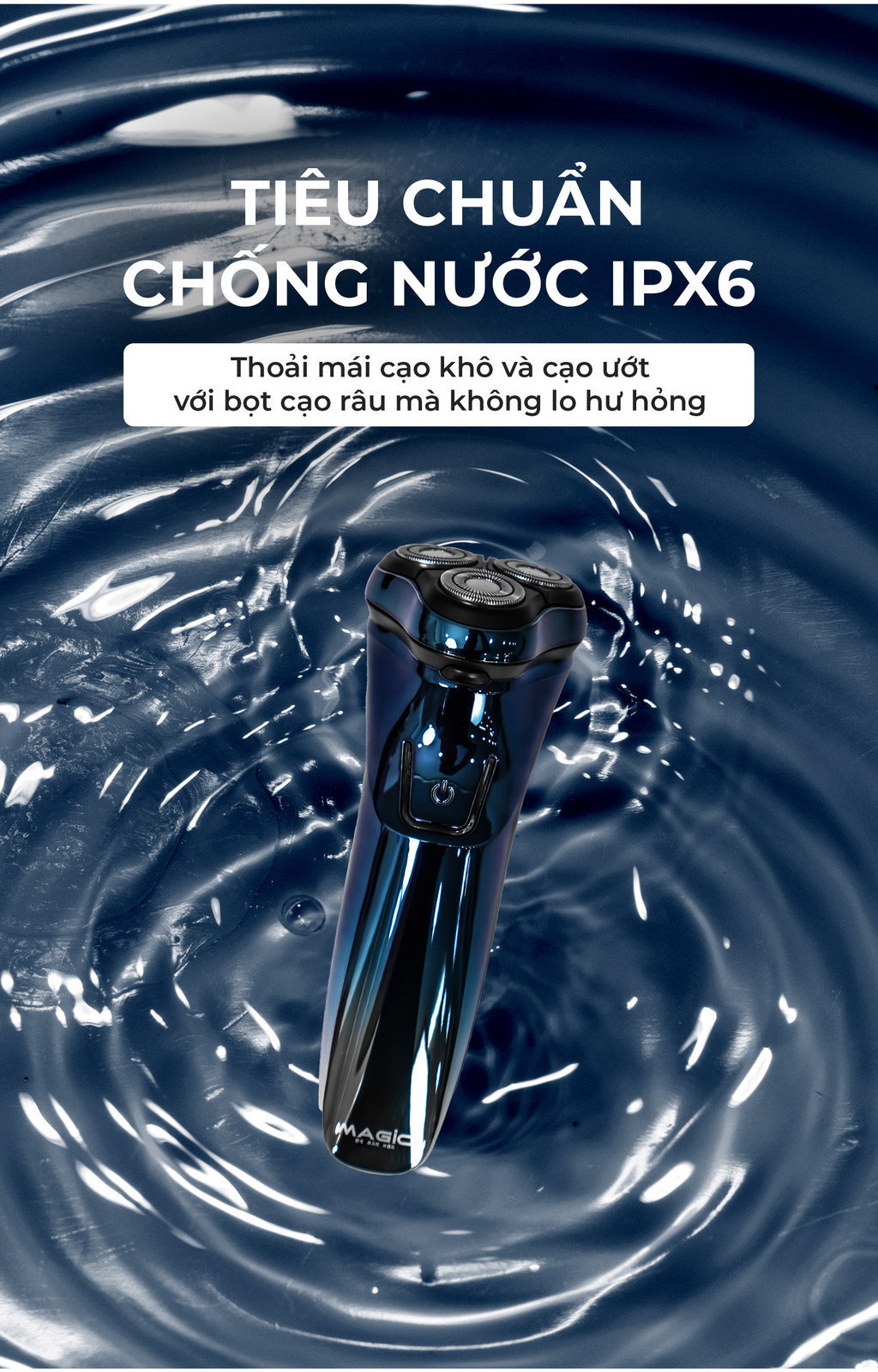 Mô tả Máy cạo râu Magic B-63, 3 lưỡi dao, sử dụng 2 giờ - Hàng chính hãng. - 7