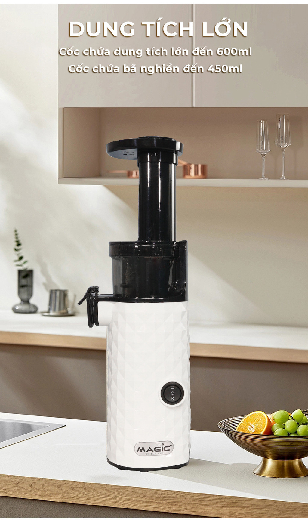 Mô tả Máy ép chậm Magic Eco AC-132, lưới inox, giảm tiếng ồn - Hàng chính hãng. - 2