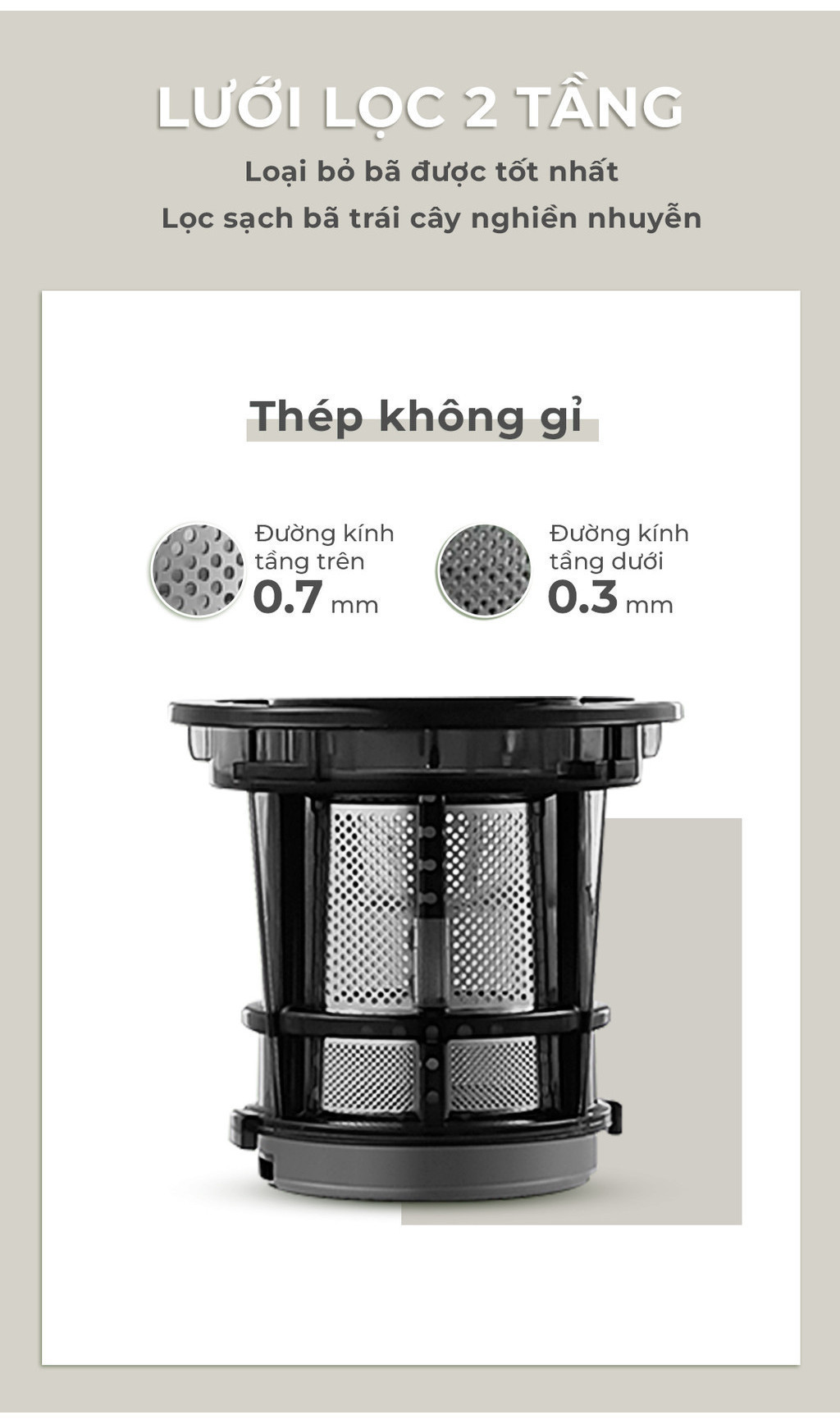 Mô tả Máy ép chậm Magic Eco AC-132, lưới inox, giảm tiếng ồn - Hàng chính hãng. - 5