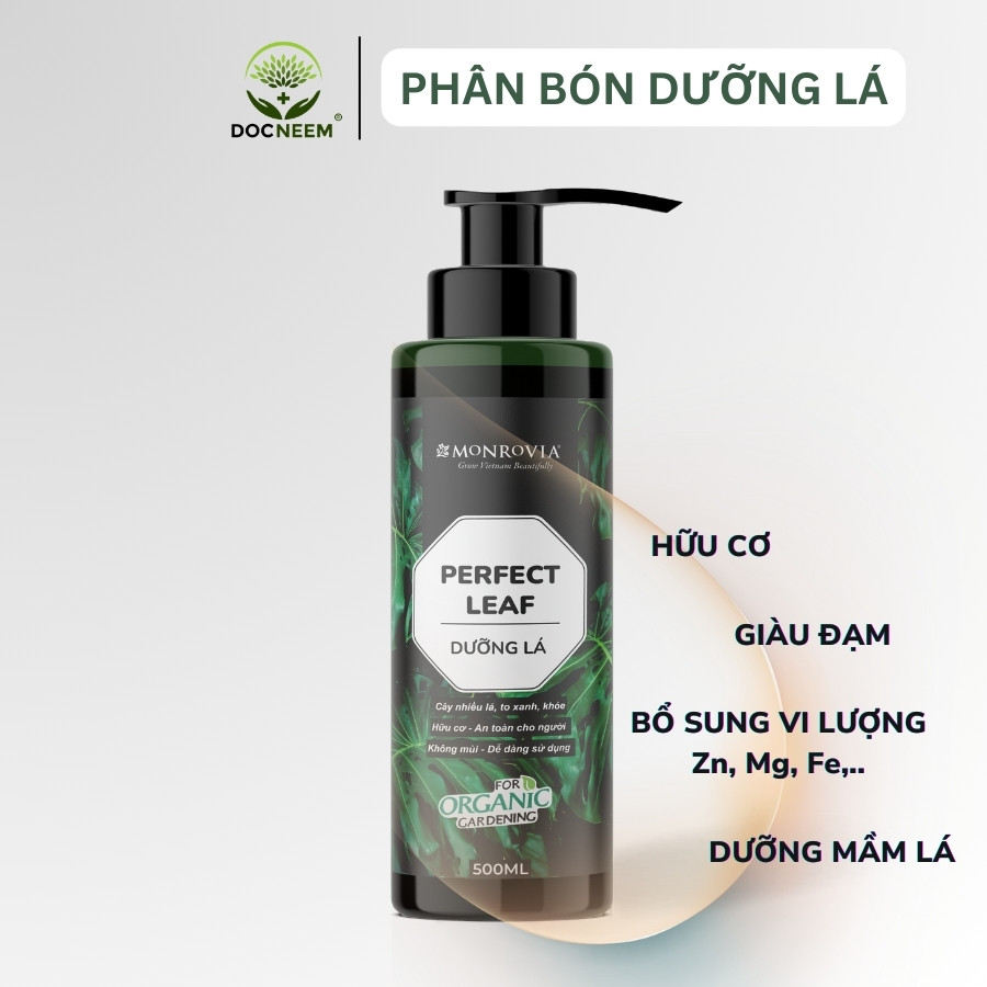 Mô tả Phân bón DƯỠNG LÁ MONROVIA hữu cơ giúp lá xanh mướt, tươi tốt dành cho cây cảnh, dung tích 500ml - 1