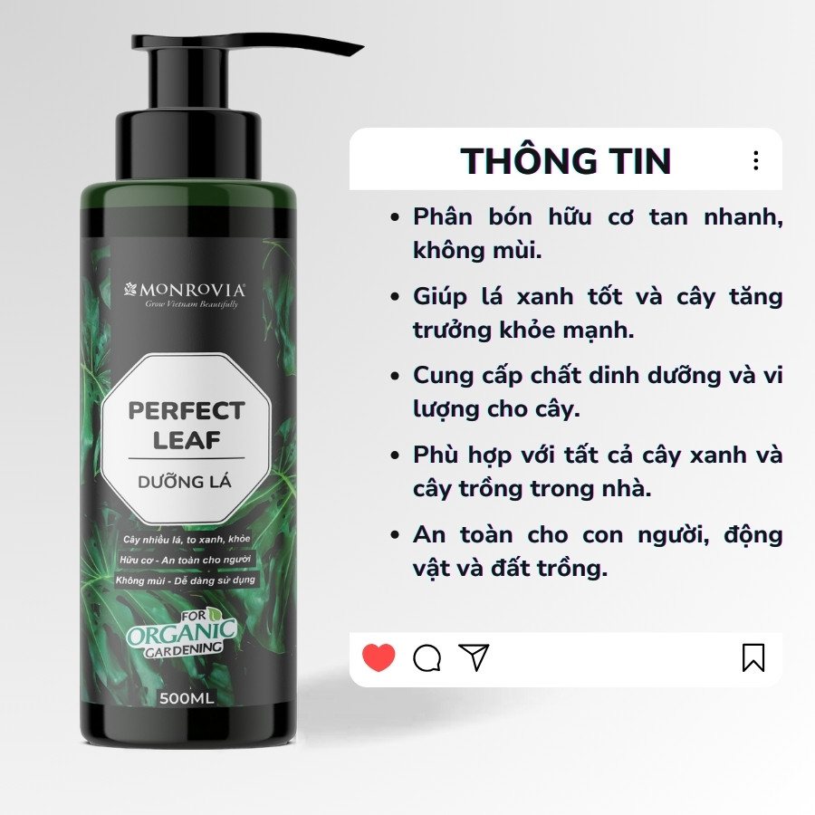 Mô tả Phân bón DƯỠNG LÁ MONROVIA hữu cơ giúp lá xanh mướt, tươi tốt dành cho cây cảnh, dung tích 500ml - 4
