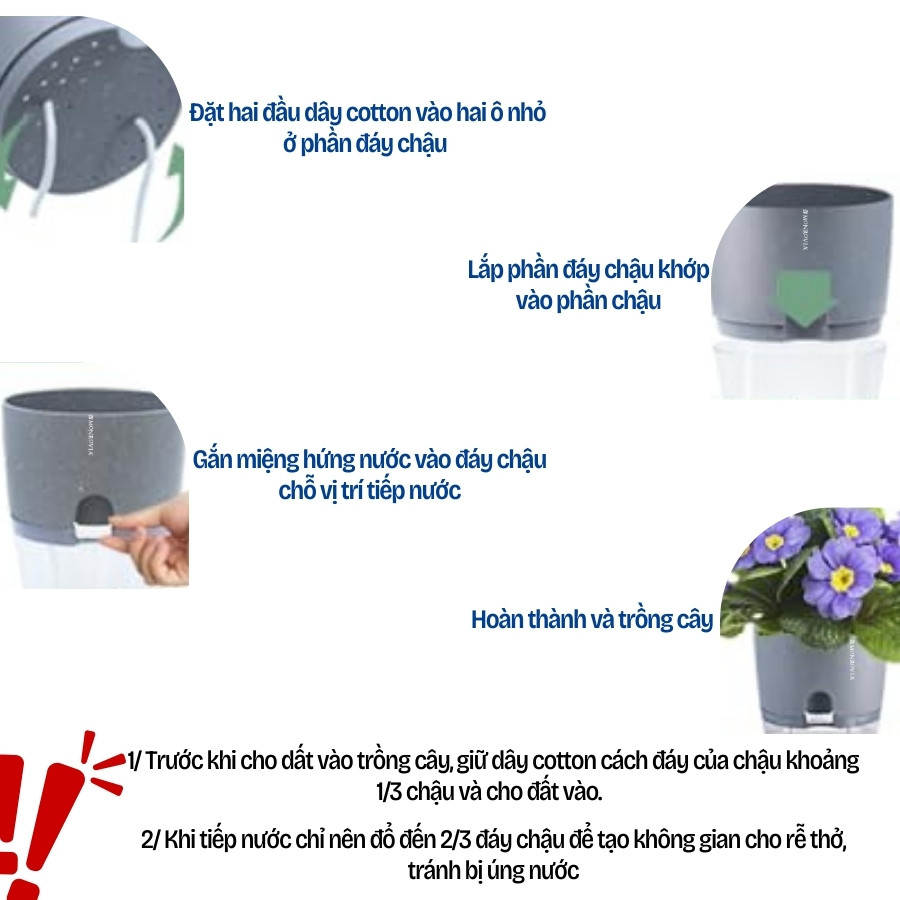Mô tả Chậu trồng cây tự tưới Monrovia A7, chất liệu PP, trông cây cảnh, hoa, decor nhà, bàn làm việc - 5