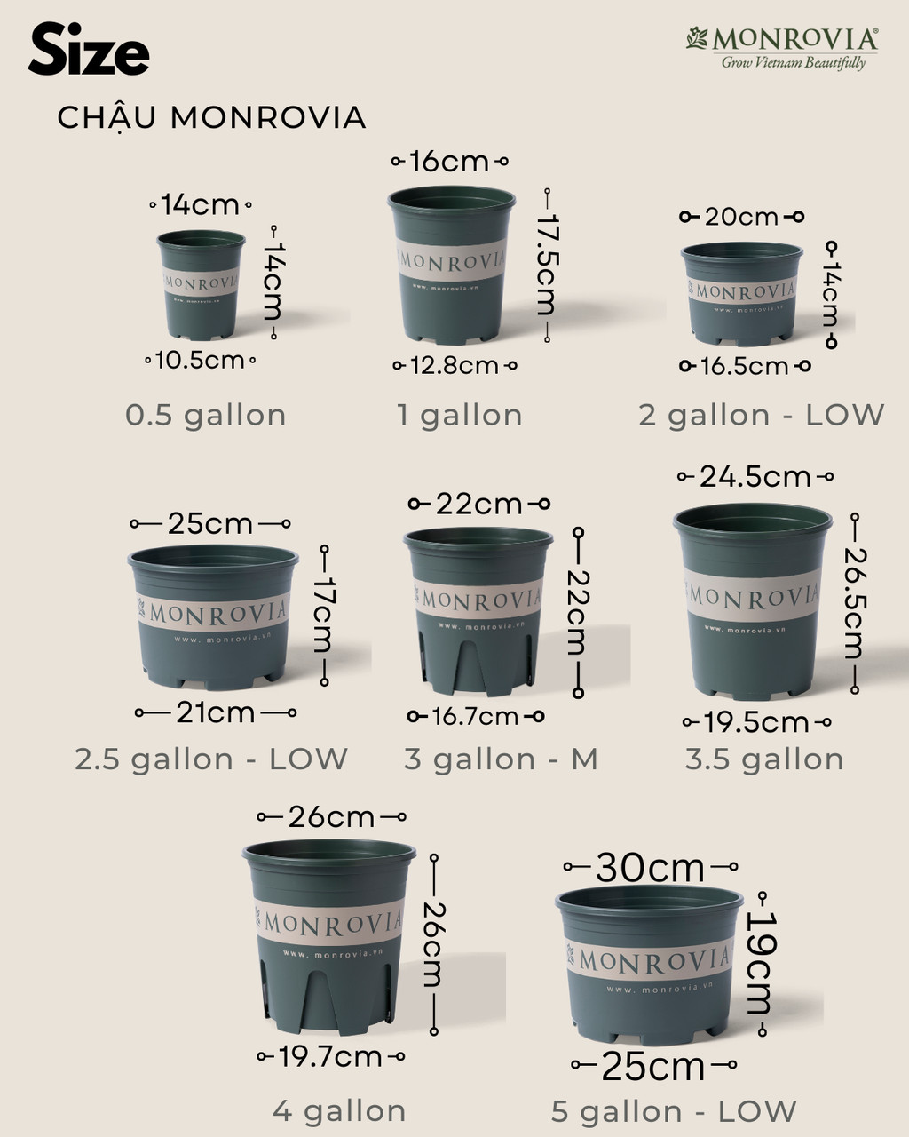 Mô tả Chậu nhựa trồng cây MONROVIA size Nhỏ trong nhà, sân vườn cho hoa hồng, cây cảnh, kiểng lá tiêu chuẩn Châu Âu - 3