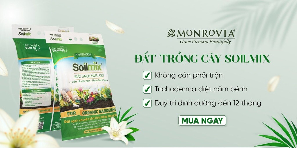 Mô tả Đất trồng cây Soilmix MONROVIA cho kiểng lá, hoa hồng, sen đá, rau hữu cơ, bổ sung nấm đối kháng, đá perlite - 1