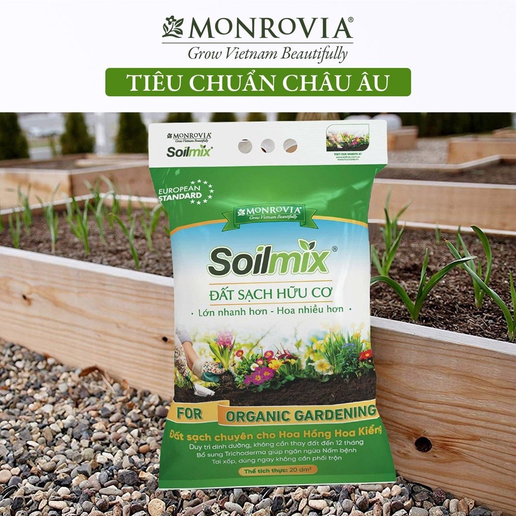 Mô tả Đất trồng cây Soilmix MONROVIA cho kiểng lá, hoa hồng, sen đá, rau hữu cơ, bổ sung nấm đối kháng, đá perlite - 2
