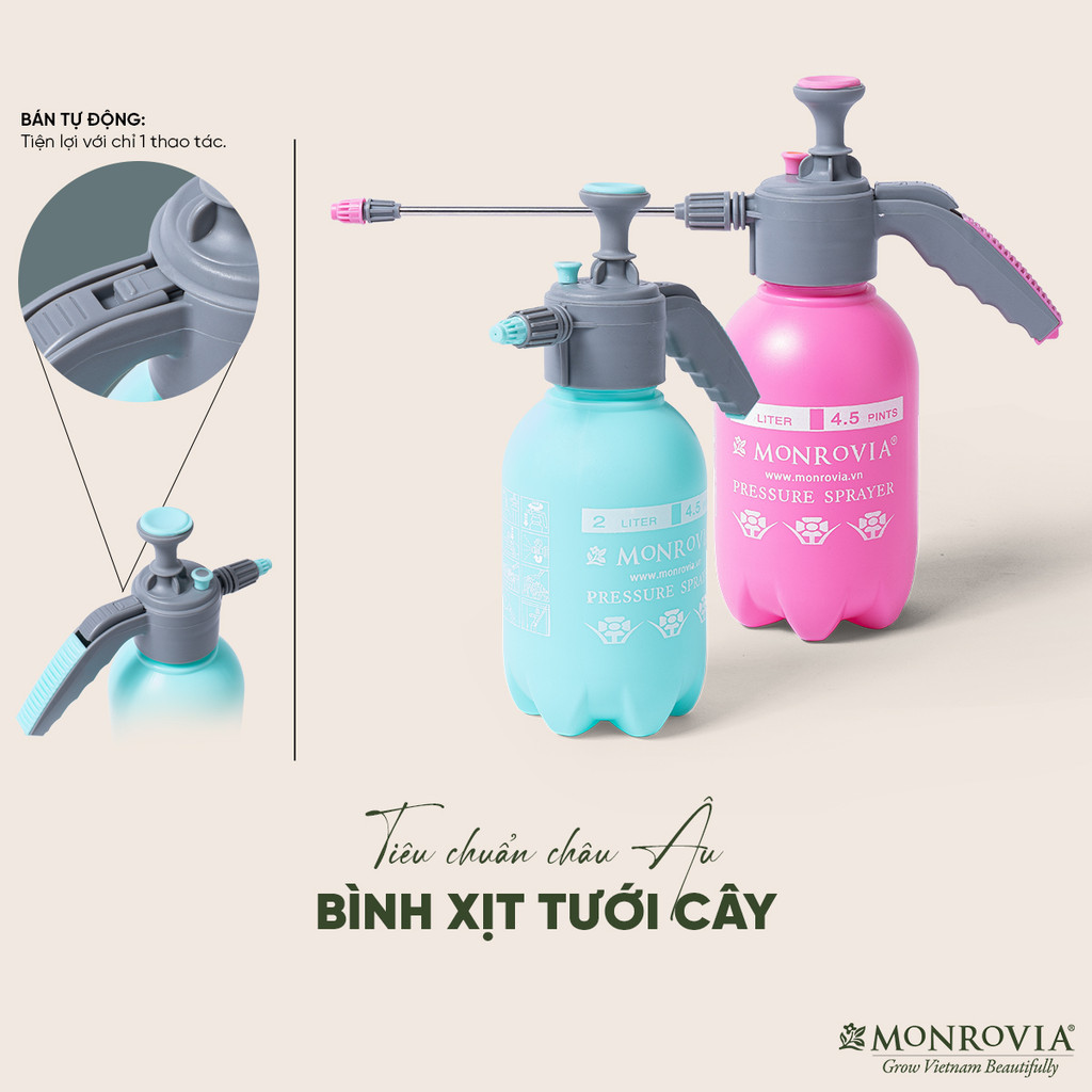Mô tả Bình xịt tưới cây MONROVIA phun sương tưới cây cảnh, vòi dài, tặng vòi ngắn, màu xanh, tiêu chuẩn Châu Âu - 1