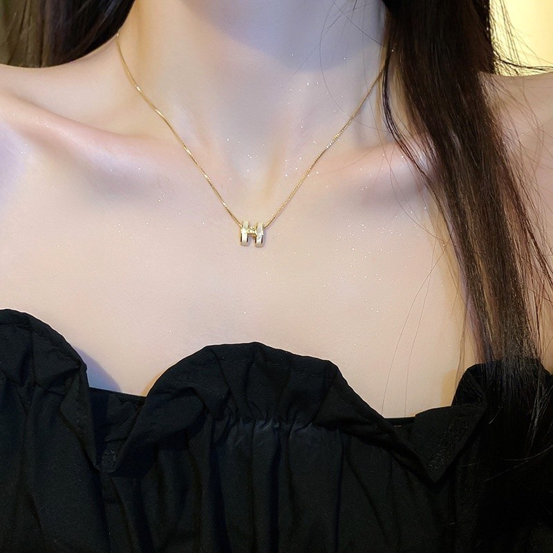 Mô tả DREJEW Vòng Cổ Mạ Dính Zircon H Nhân Tạo Hình Chữ CáI Phong Cách Hàn Quốc Dây Chuyền Vàng - 12