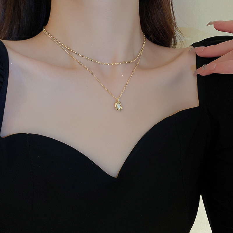 Mô tả DREJEW Vòng cổ hai lớp hai lớp đính ngọc trai thời trang Pháp chất lượng cao - 5