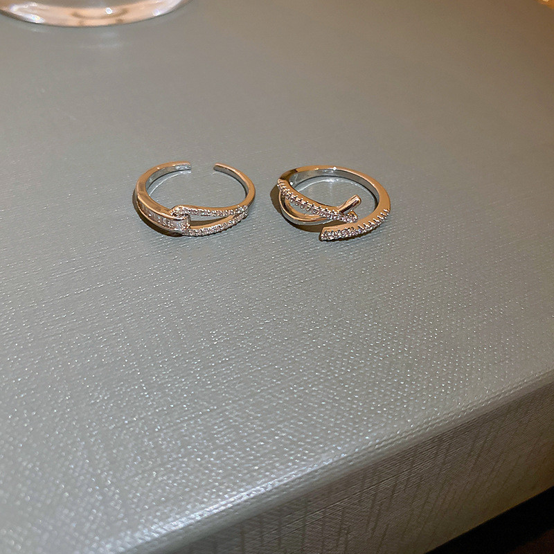 Mô tả DREJEW Nhẫn Hở Đan Chéo Đính Đá Zircon Phong Cách Hàn Quốc Thời Trang - 5